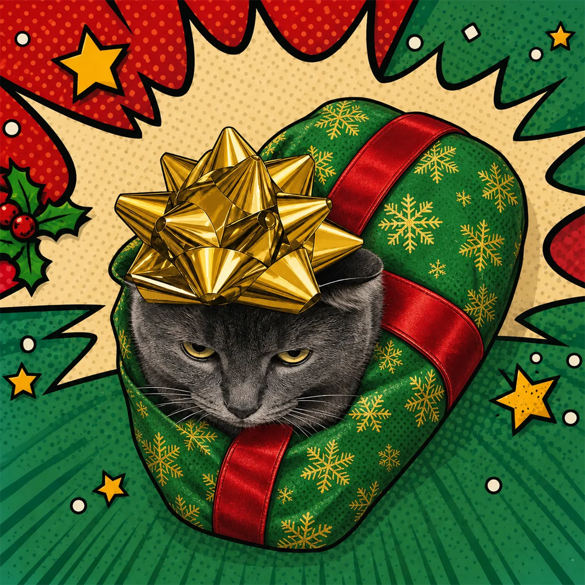 I am wrapped in green paper with a worse ribbon